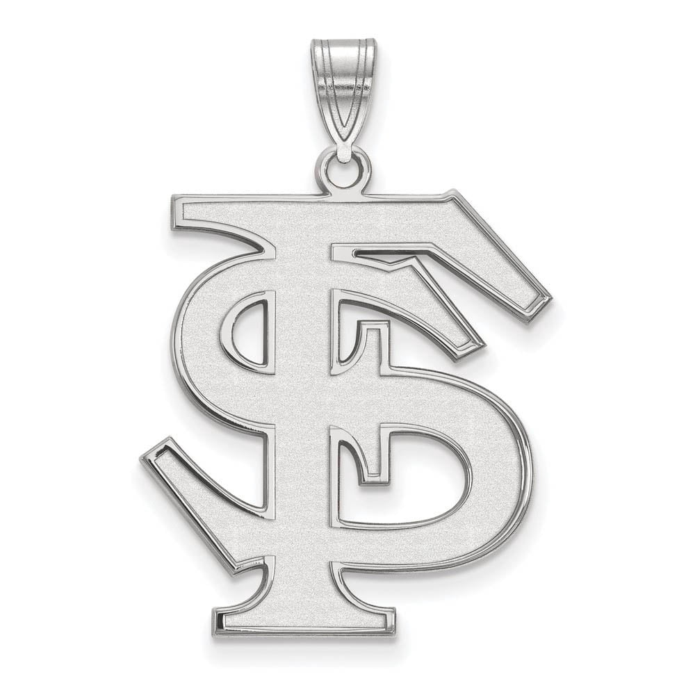 Sterling Silver Rhodium-plated LogoArt Florida State University F-S Extra Large Pendant Q-SS005FSU