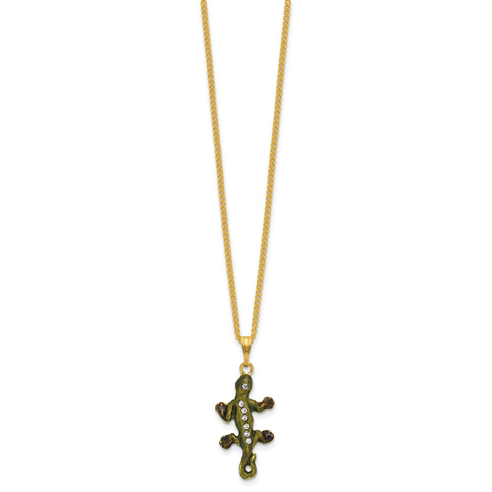 Luxury Giftware by Jere Bejeweled CARL Crocodile Trinket Box with Matching 18 inch Necklace