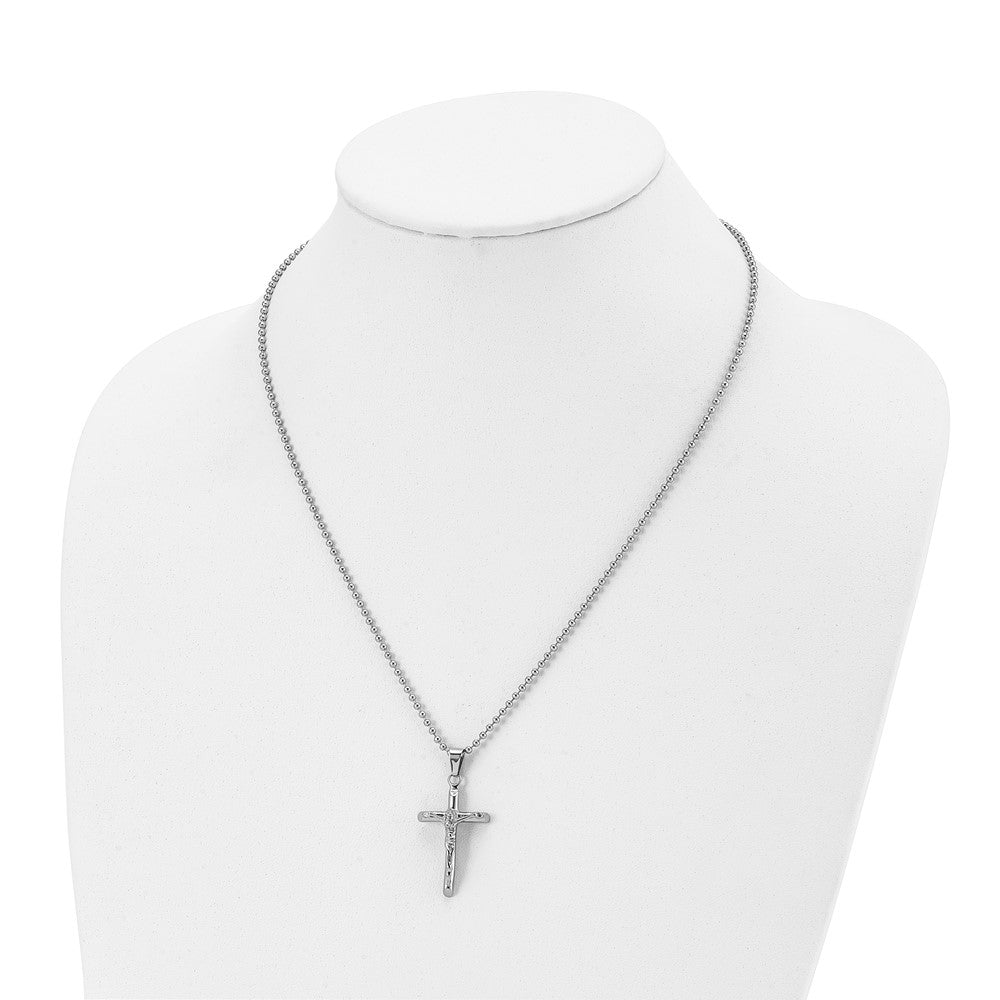 Stainless Steel Polished Crucifix 20in Necklace