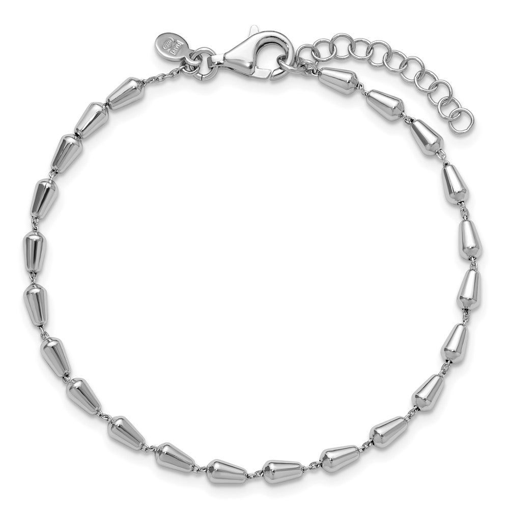 Sterling Silver RH-plated Polished 7in w/ 1in ext. Bracelet 7  inches