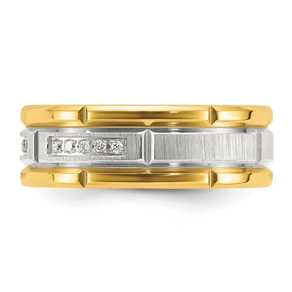 Chisel Stainless Steel Brushed and Polished Yellow IP-plated CZ 8mm Band Size - 11.5