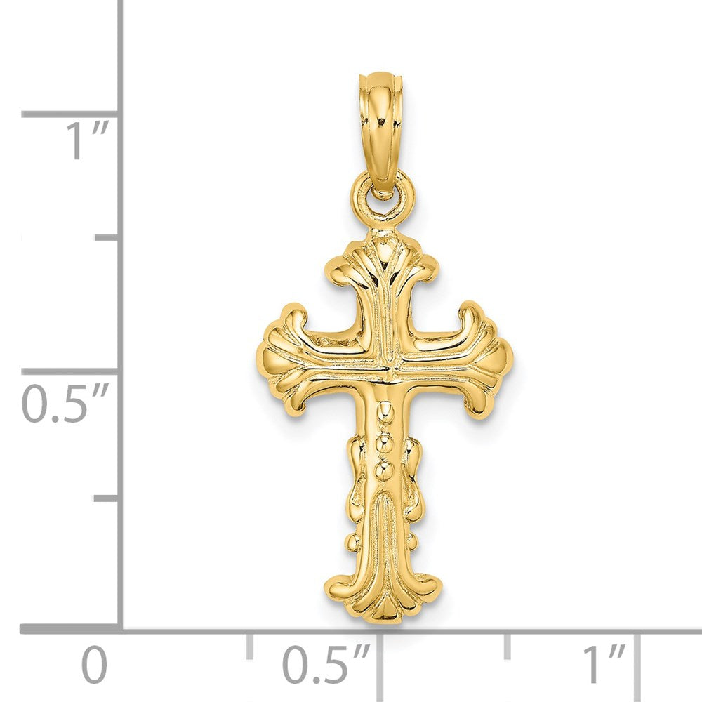 14K Polished and Textured Cross Charm