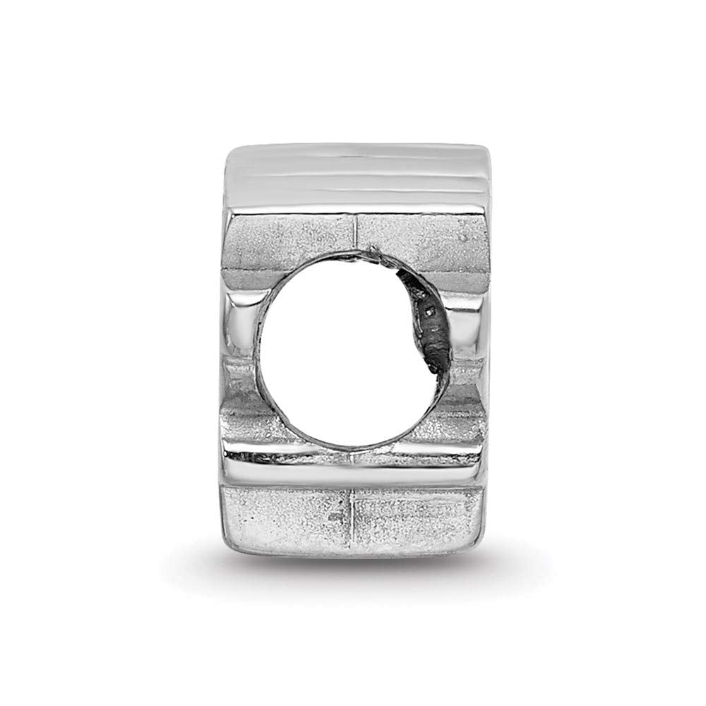 Sterling Silver Rhodium-plated NHL LogoArt Pittsburgh Penguins Logo Enameled Bead