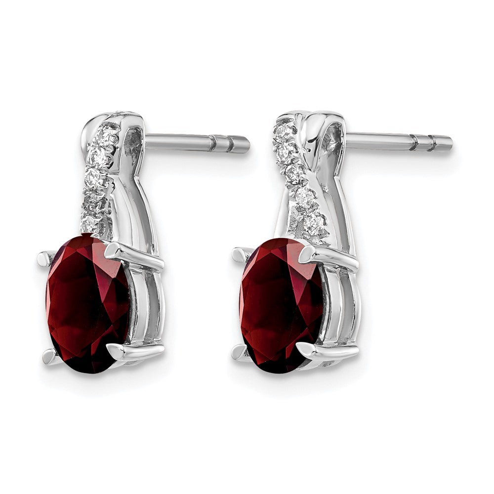 10kw Garnet & Diamond Earrings 7x5 Oval Garnet, Rd 10-1.1mm dia