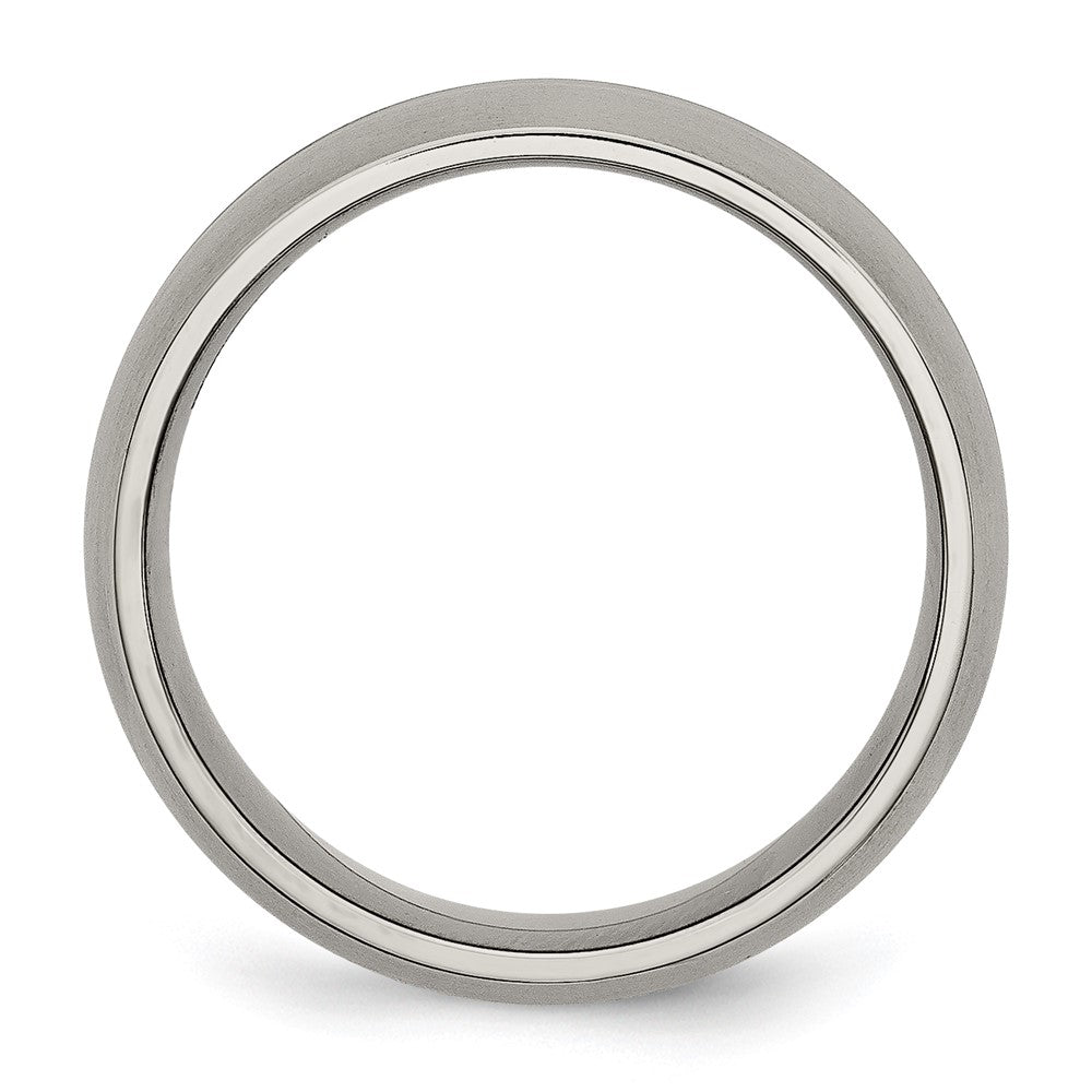Titanium Brushed and Polished 8mm Grooved Band Size - 8.5