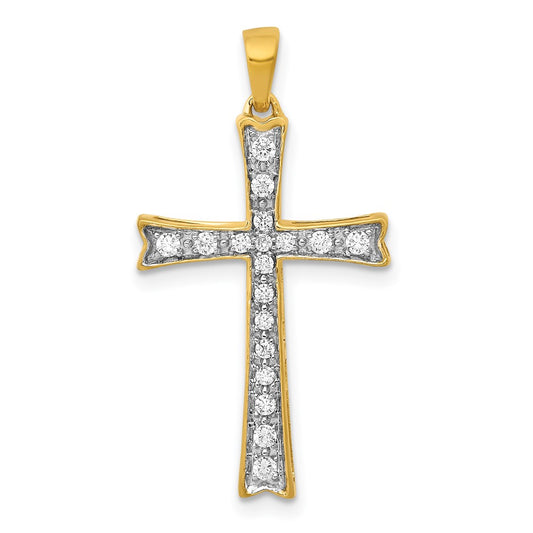 14k 1/5 carat Lab Grown Diamond VS/SI+ G+ Cross Pendant