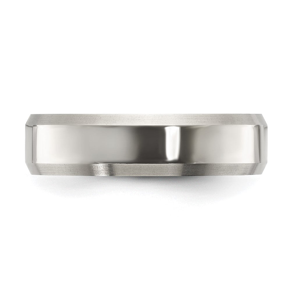 Titanium Brushed and Polished 6mm Beveled Edge Band Size - 12