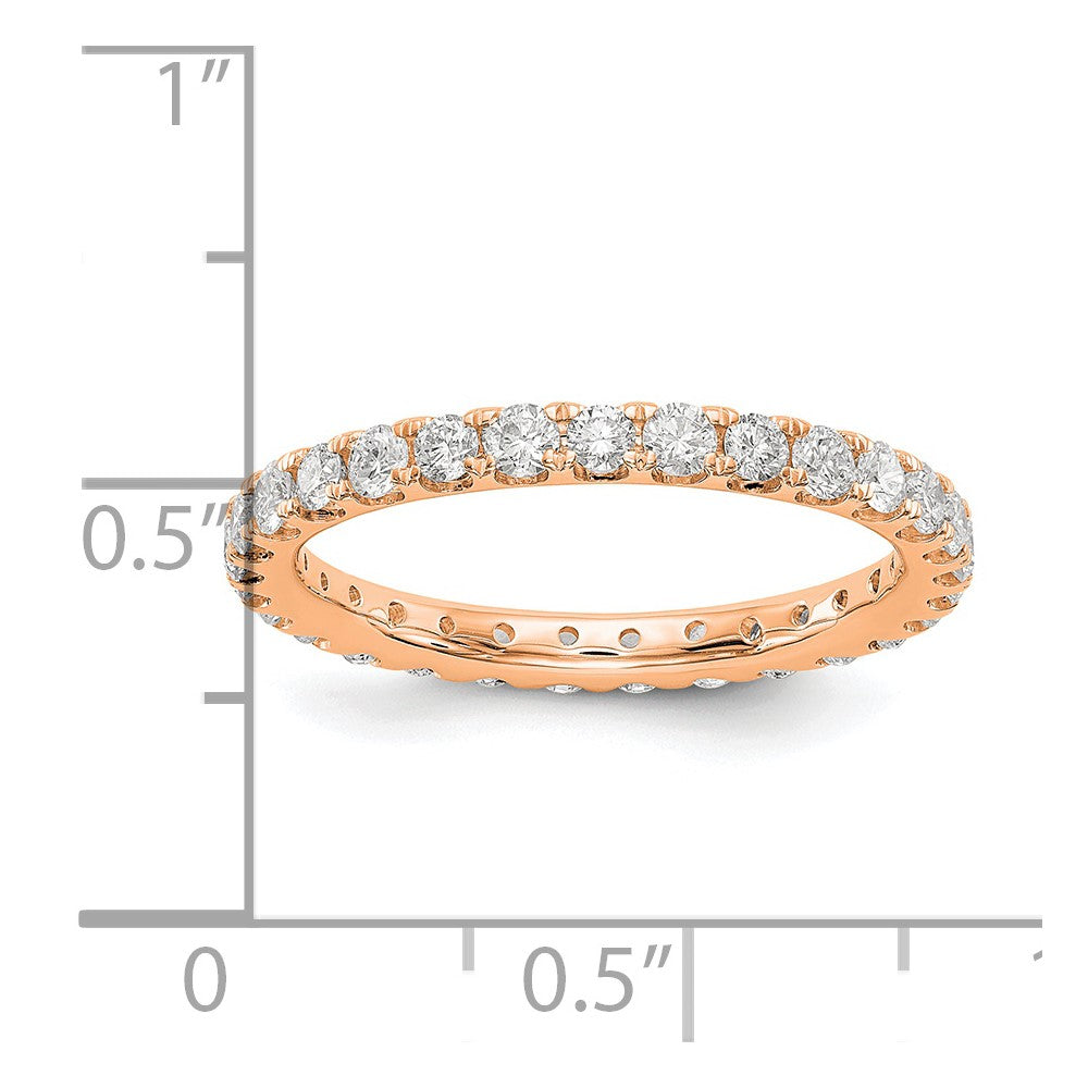 14k Rose Gold 1 carat Lab Grown Diamond VS/SI+ G+ Size 8 Shared Prong Eternity Band