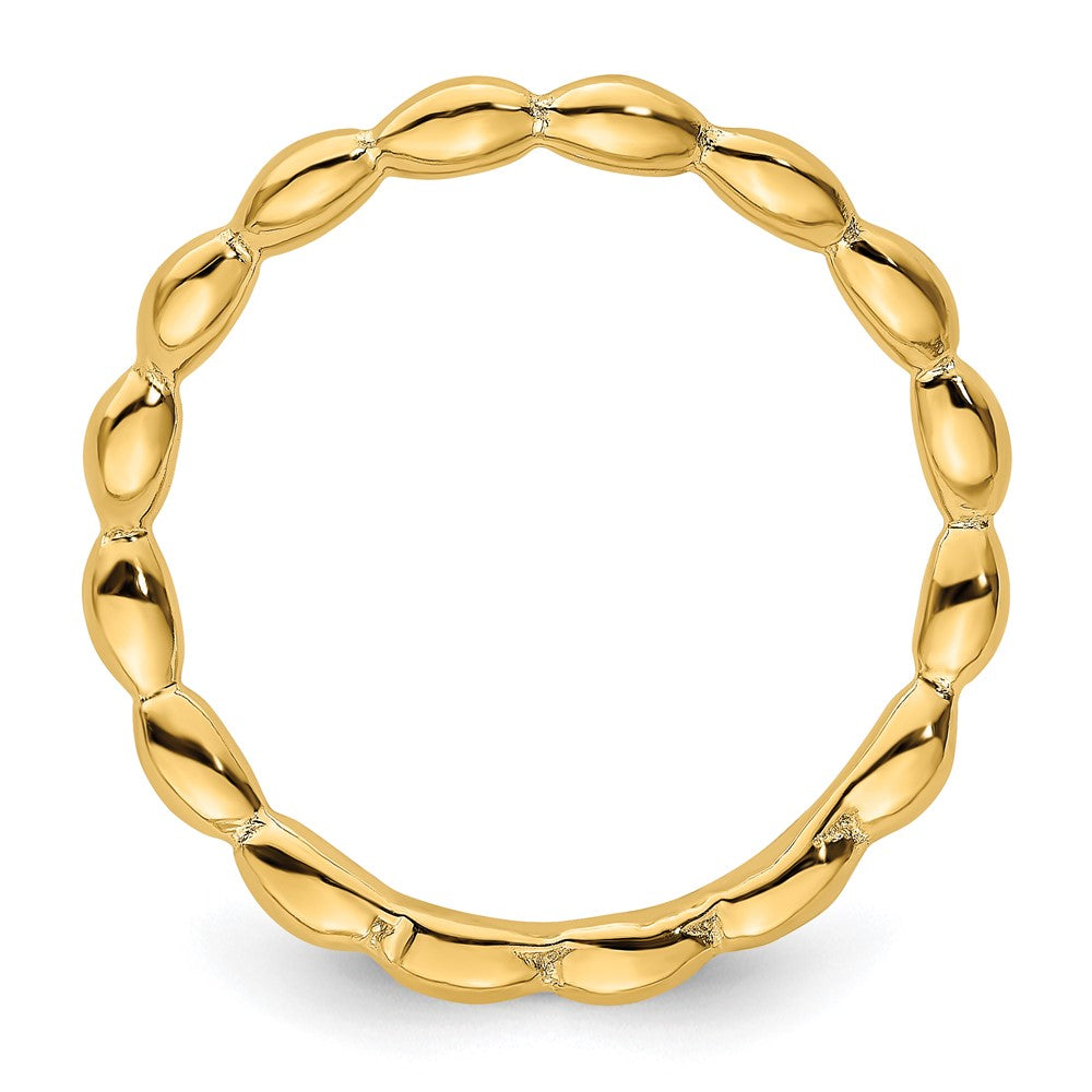 Sterling Silver Stackable Expressions Polished Gold-plate Wave Ring Size -8