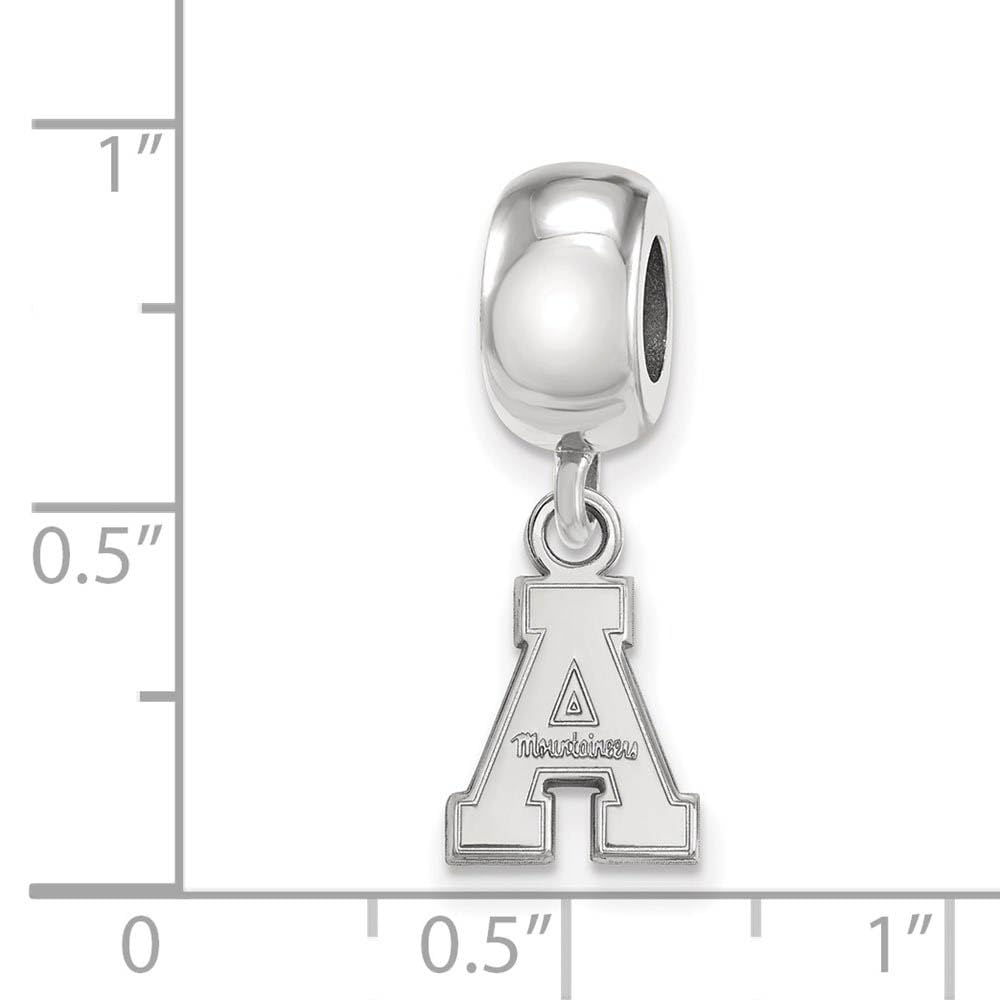 Sterling Silver Rhodium-plated LogoArt Appalachian State University Extra Small Dangle Bead Charm