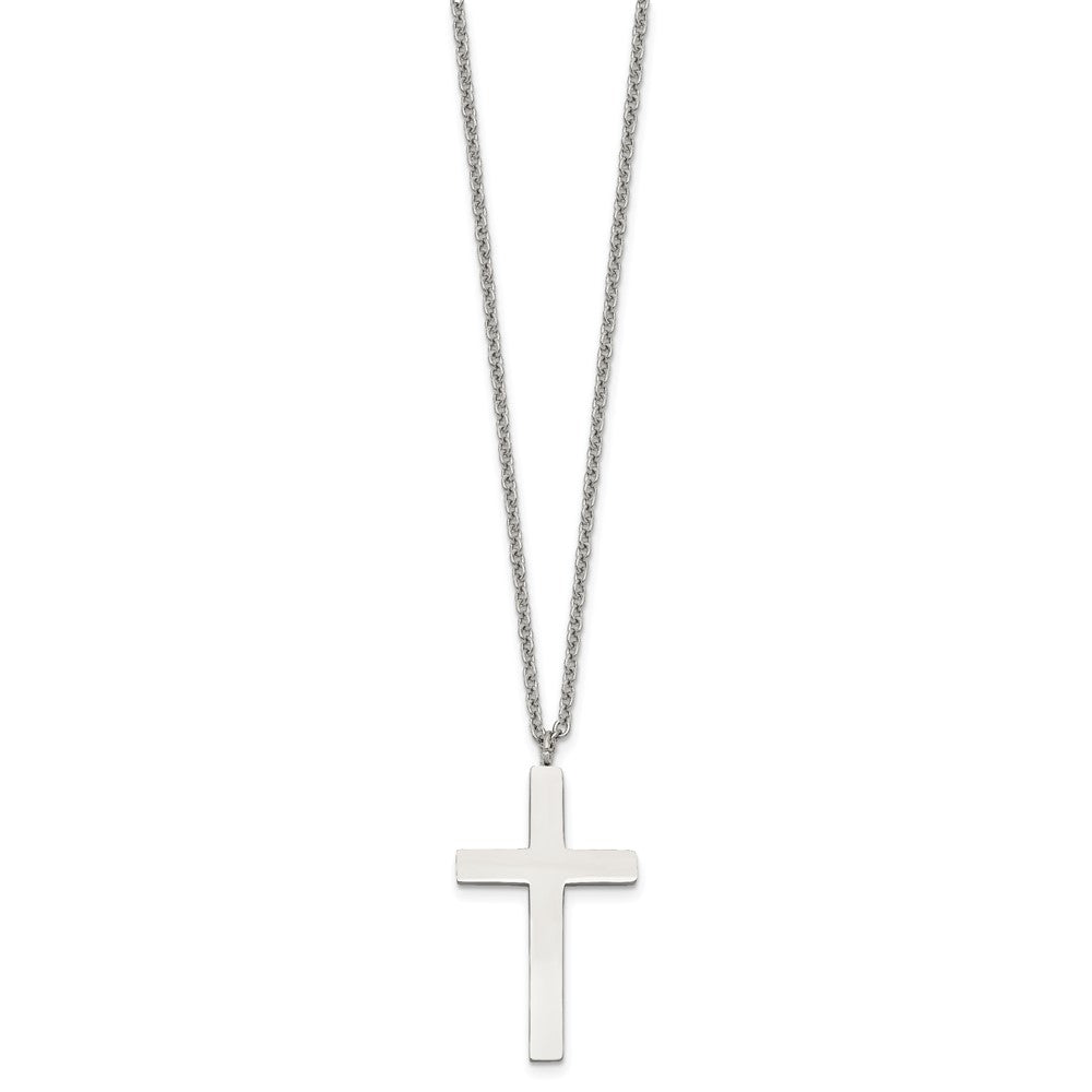Stainless Steel Polished Cross 18in Necklace