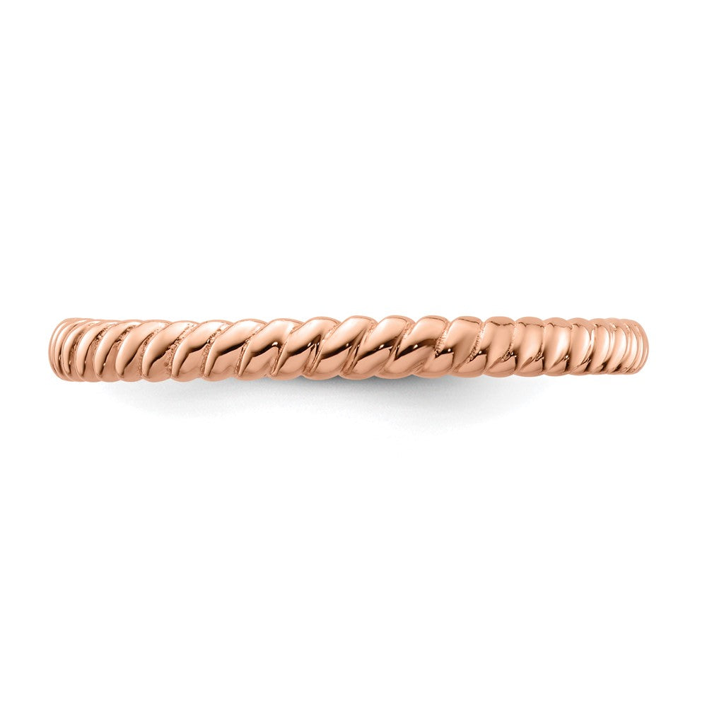 Sterling Silver Stackable Expressions Pink-plated Twisted Ring Size -7