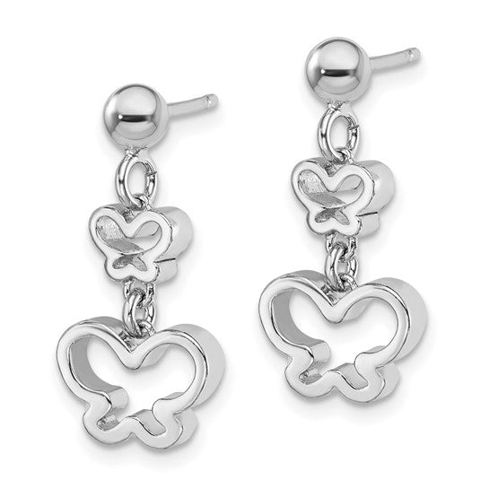 Sterling Silver Rhodium-plated Butterfly Dangle Earrings