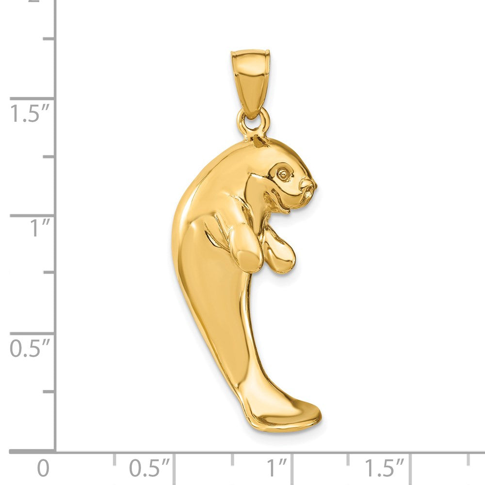 14K 2-D Polished Single Manatee Charm
