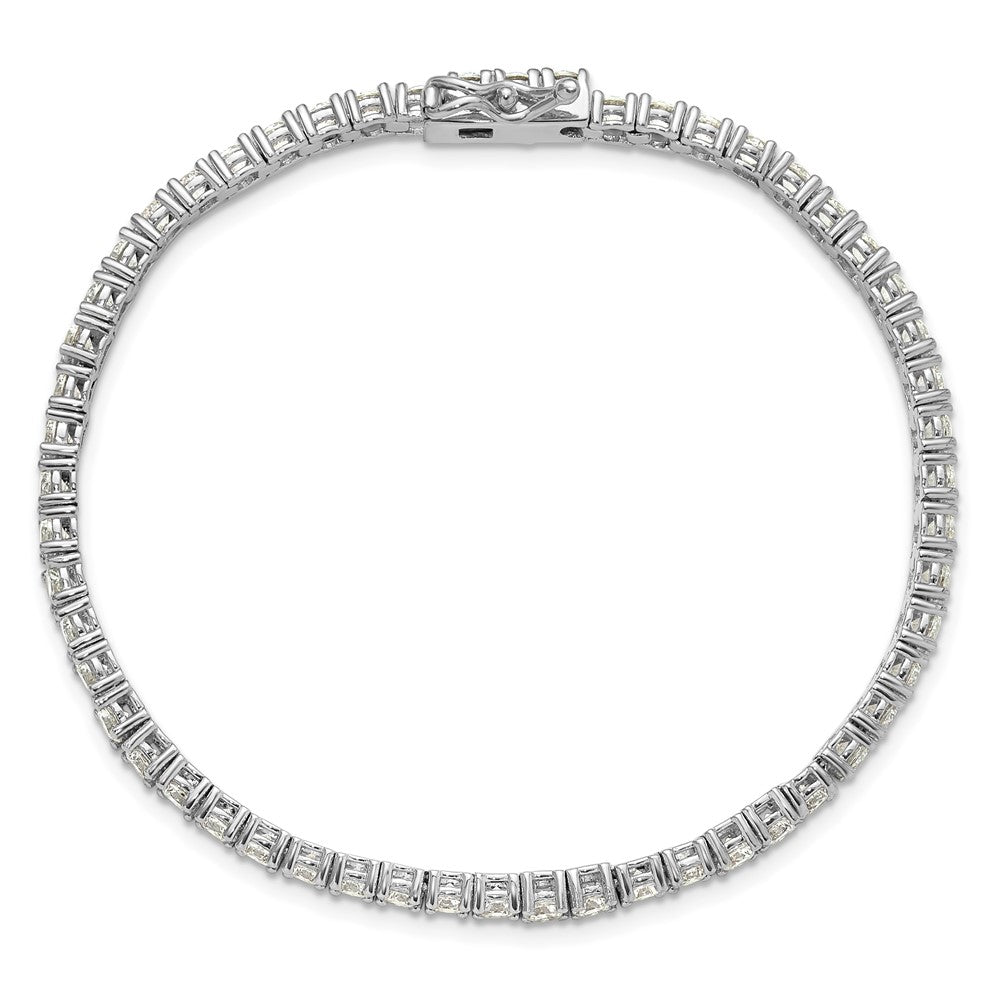Sterling Shimmer Sterling Silver Rhodium-plated 3mm CZ 55 Stone 7 inch Bracelet 7 inches