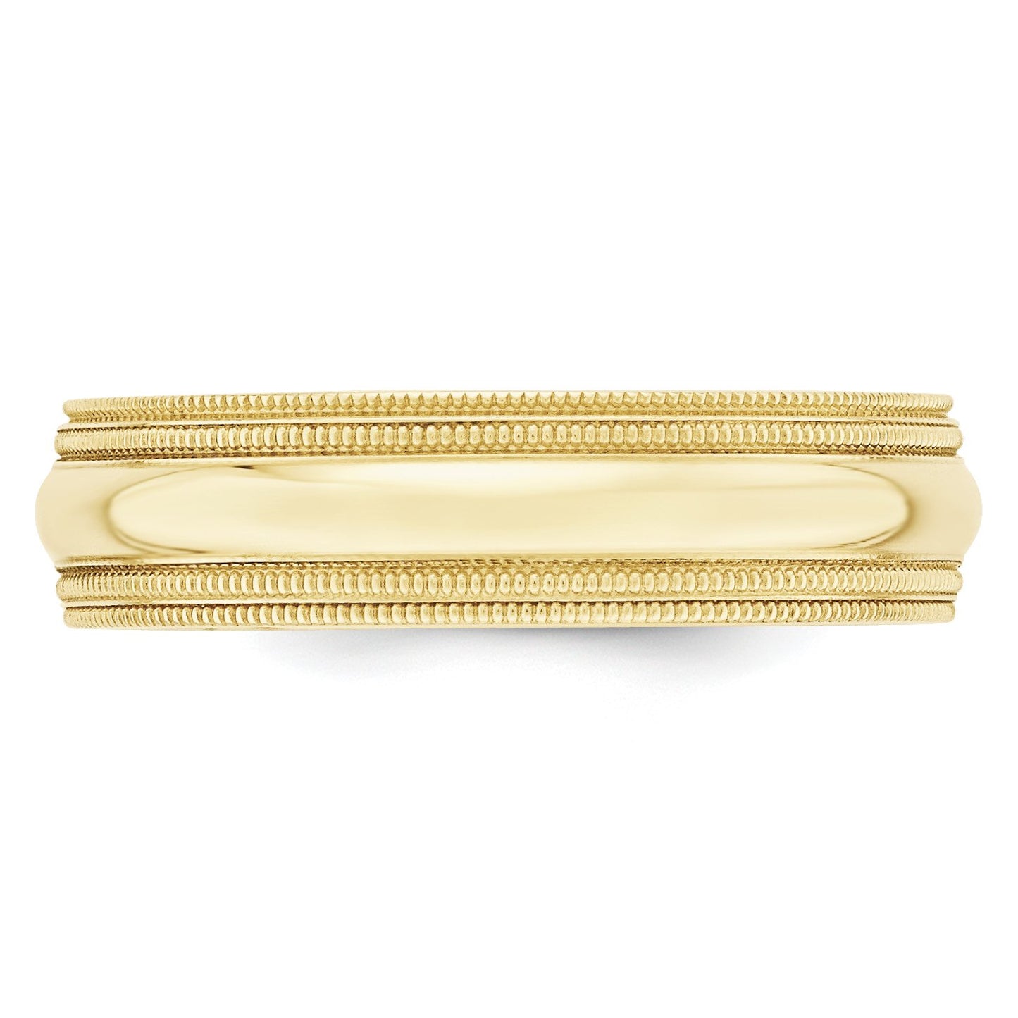 10k Yellow Gold 6mm Double Milgrain Comfort Fit Wedding Band Size 10