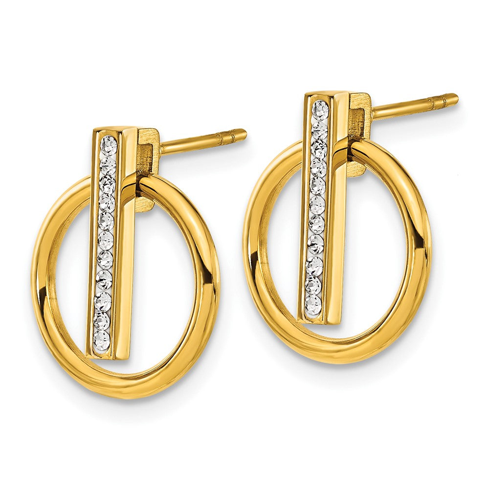 Stainless Steel Polished Yellow IP Preciosa Crystal Post Dangle Earrings