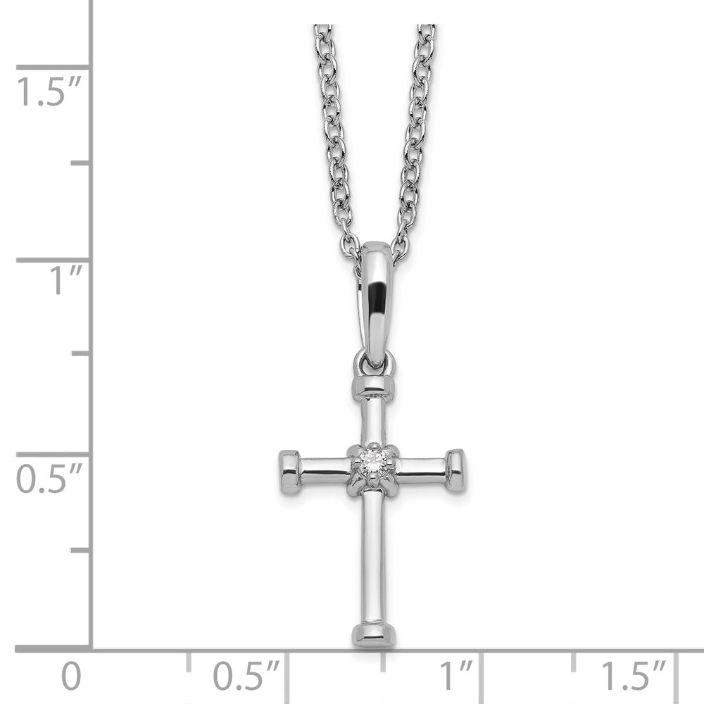 White Ice Sterling Silver Rhodium-plated 18 Inch Diamond Cross Necklace with 2 Inch Extender 18 Inches