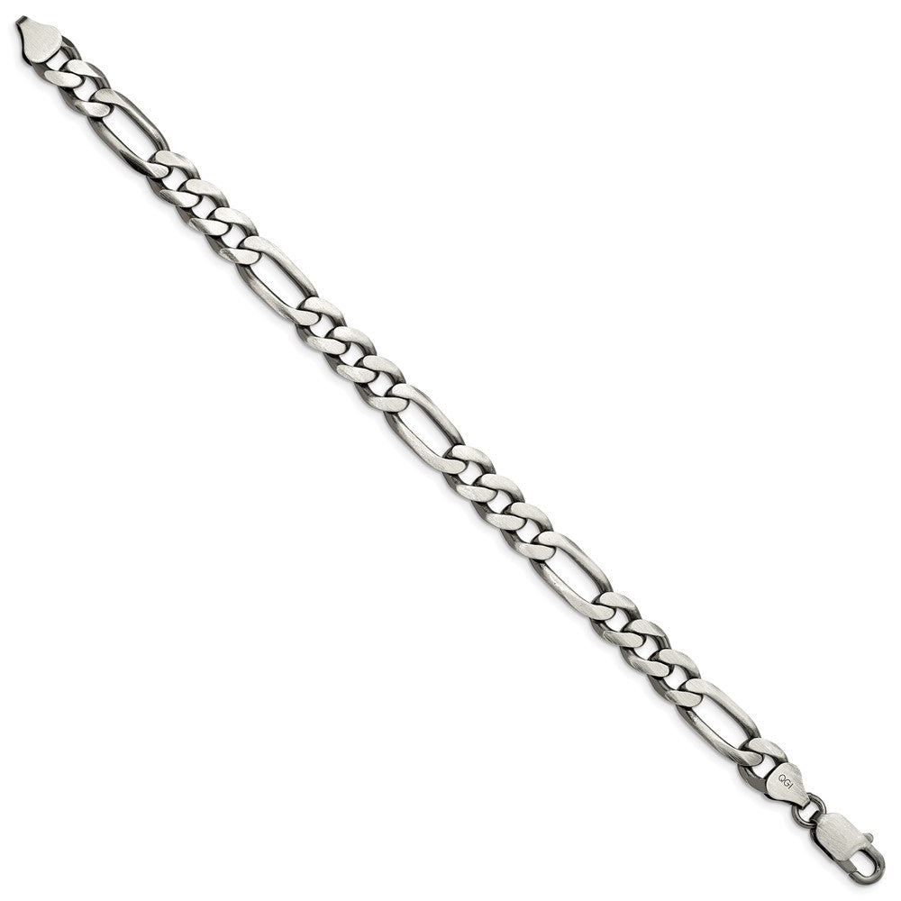 Sterling Silver Antiqued 7.75mm Figaro Chain 9 inches