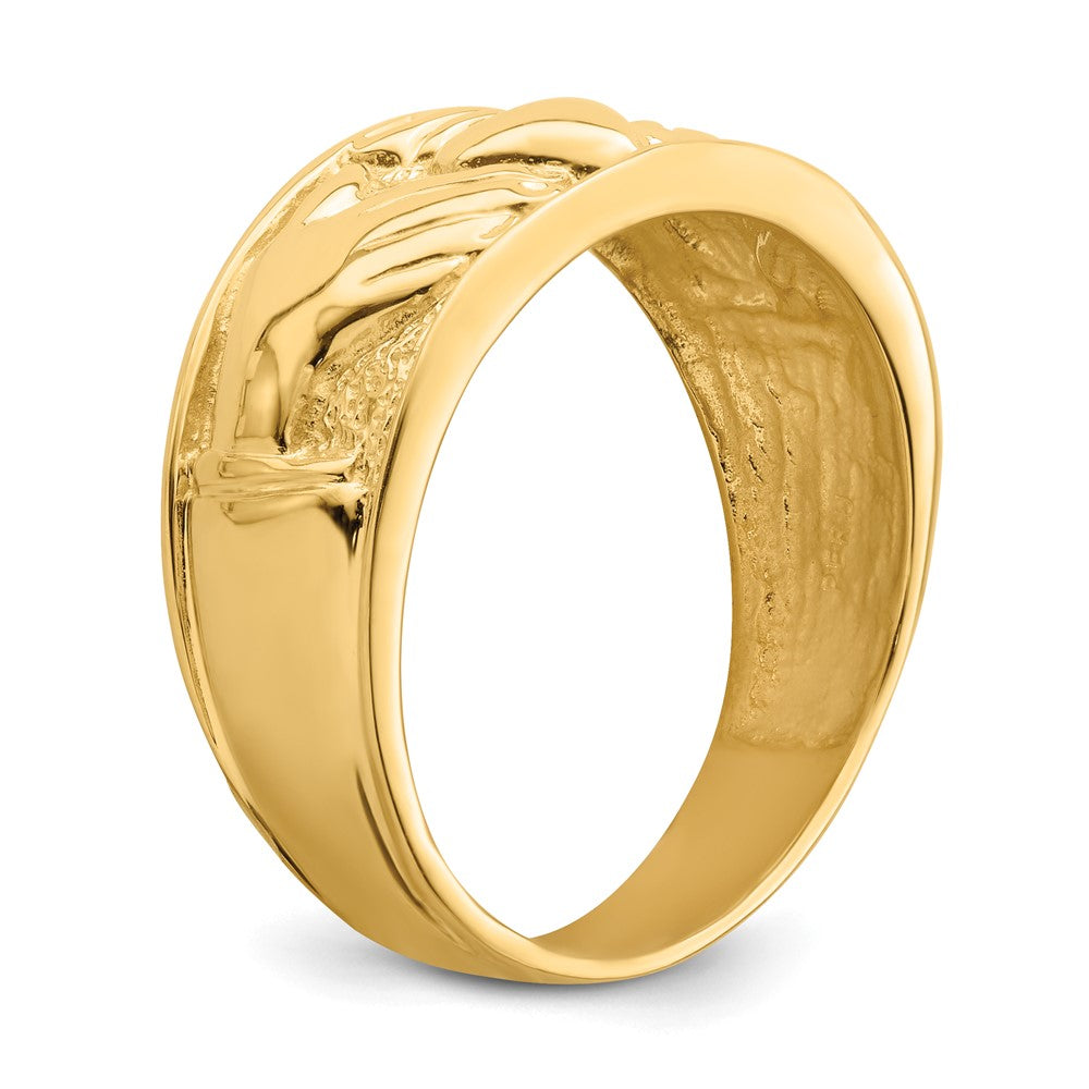 14k Polished Men's Claddagh Band Size 10