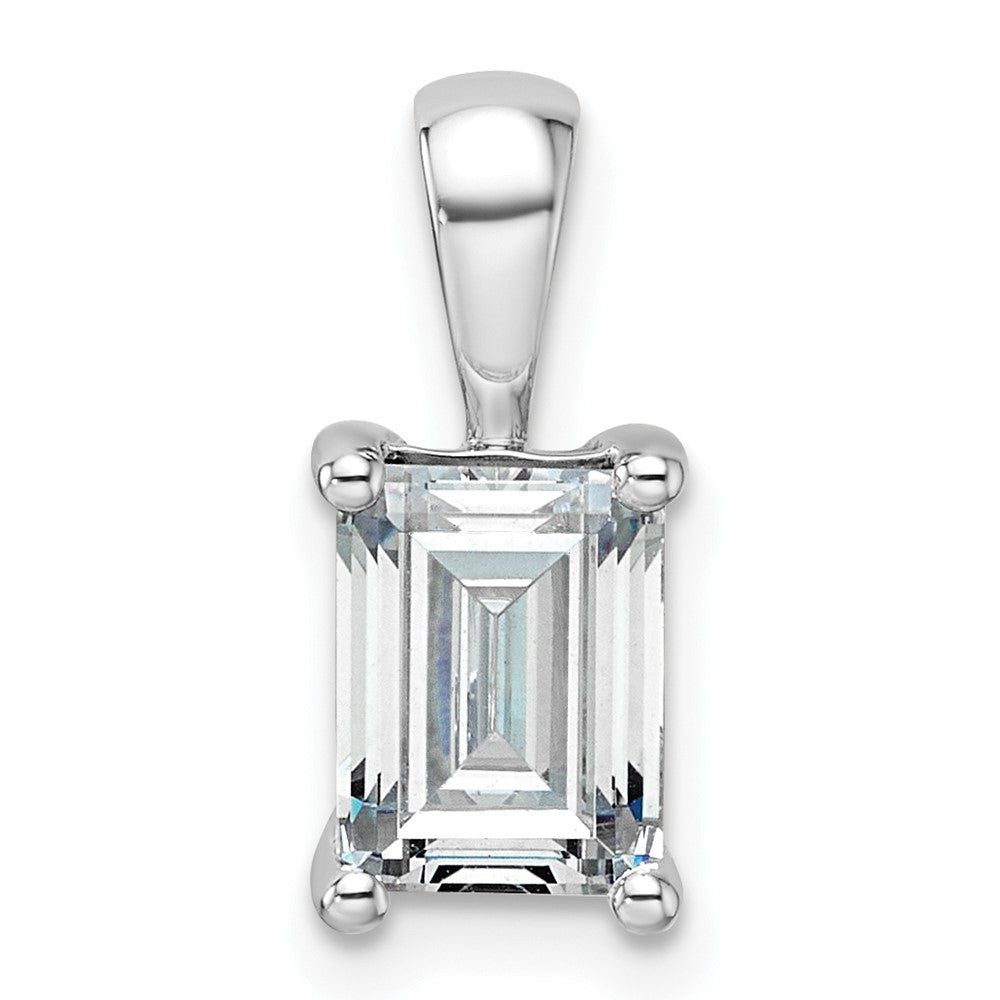 14k White Gold 1 1/2 carat Lab Grown Diamond VS/SI+ G+ Emerald Complete Four Prong Pendant