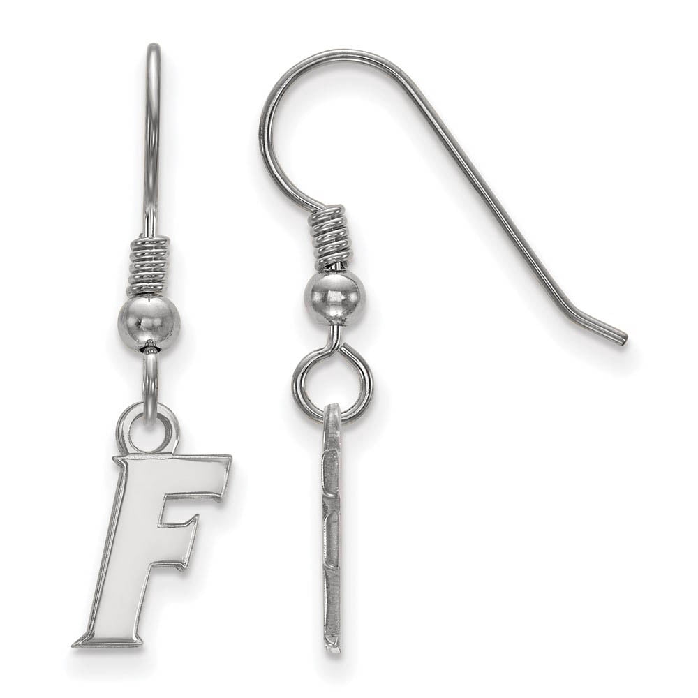 Sterling Silver Rhodium-plated LogoArt University of Florida Letter F Extra Small Dangle Wire Earrings QSS063UFL
