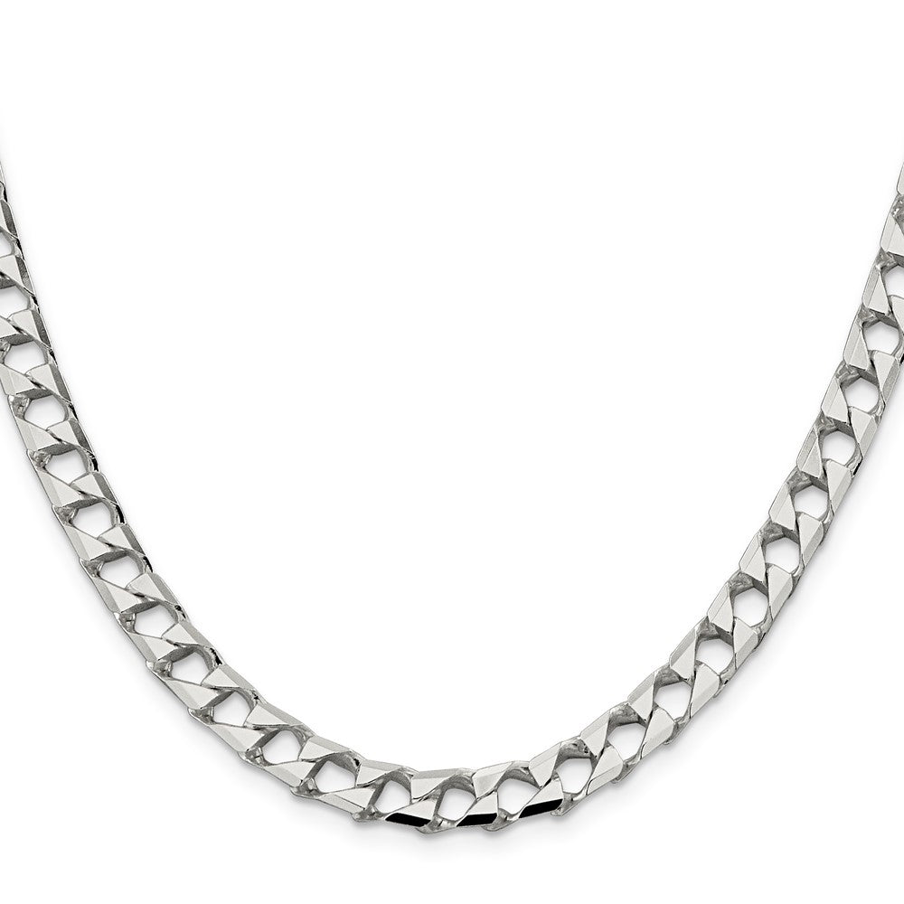 Sterling Silver 7.2mm D/C Square Curb Chain 24 Inches