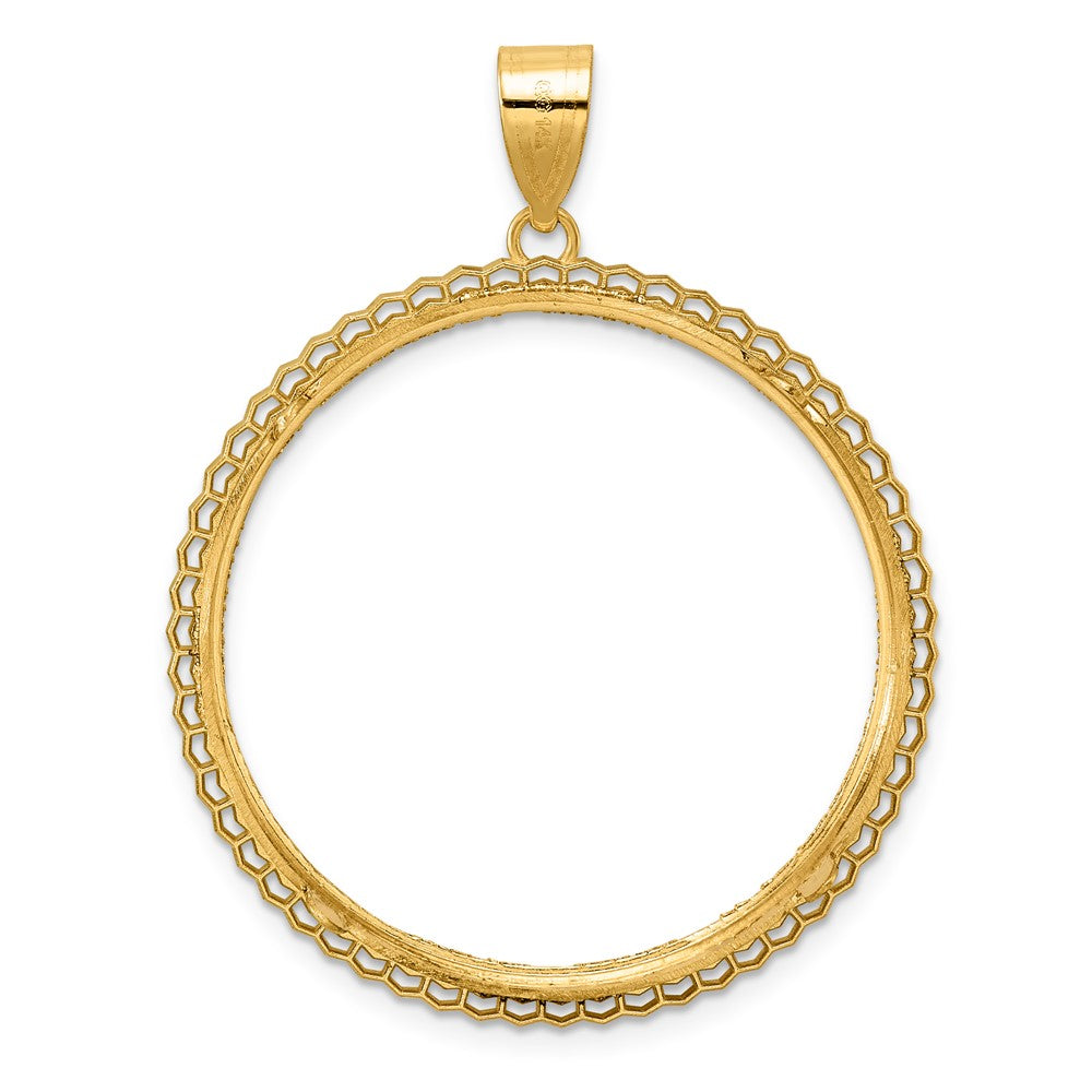 14k Diamond Cut Poly Edge with 32.7mm Prong Coin Bezel Pendant