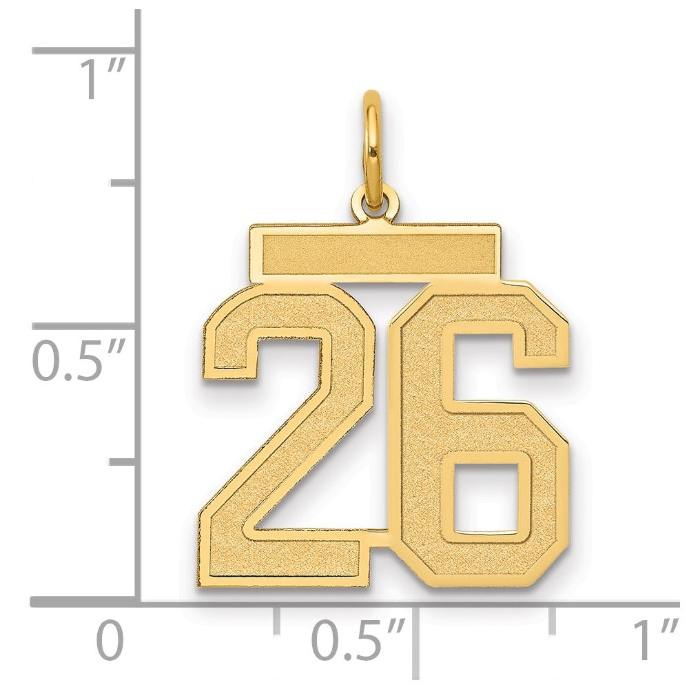 14k Medium Satin Number 26 Charm