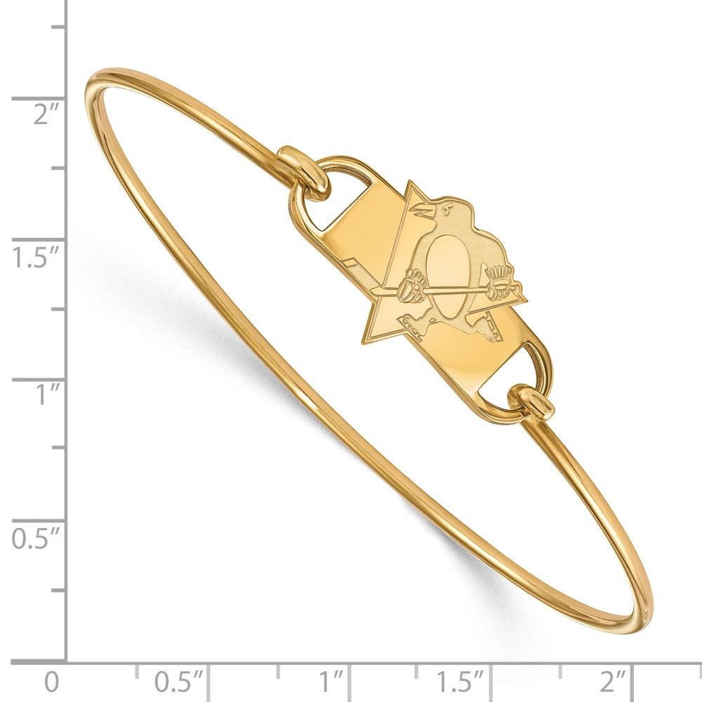 Sterling Silver Gold-plated NHL LogoArt Pittsburgh Penguins Small Center 7 inch Wire Bangle