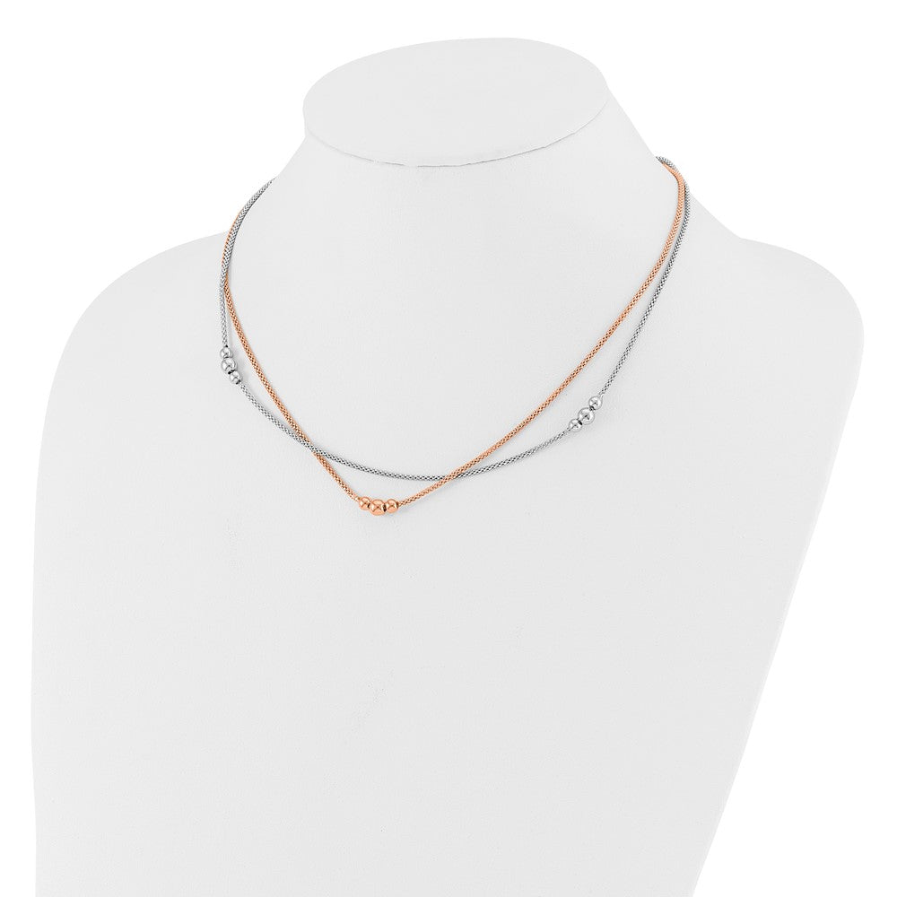 Sterling Silver Rhodium and Rose-tone w/1.75in ext. Necklace