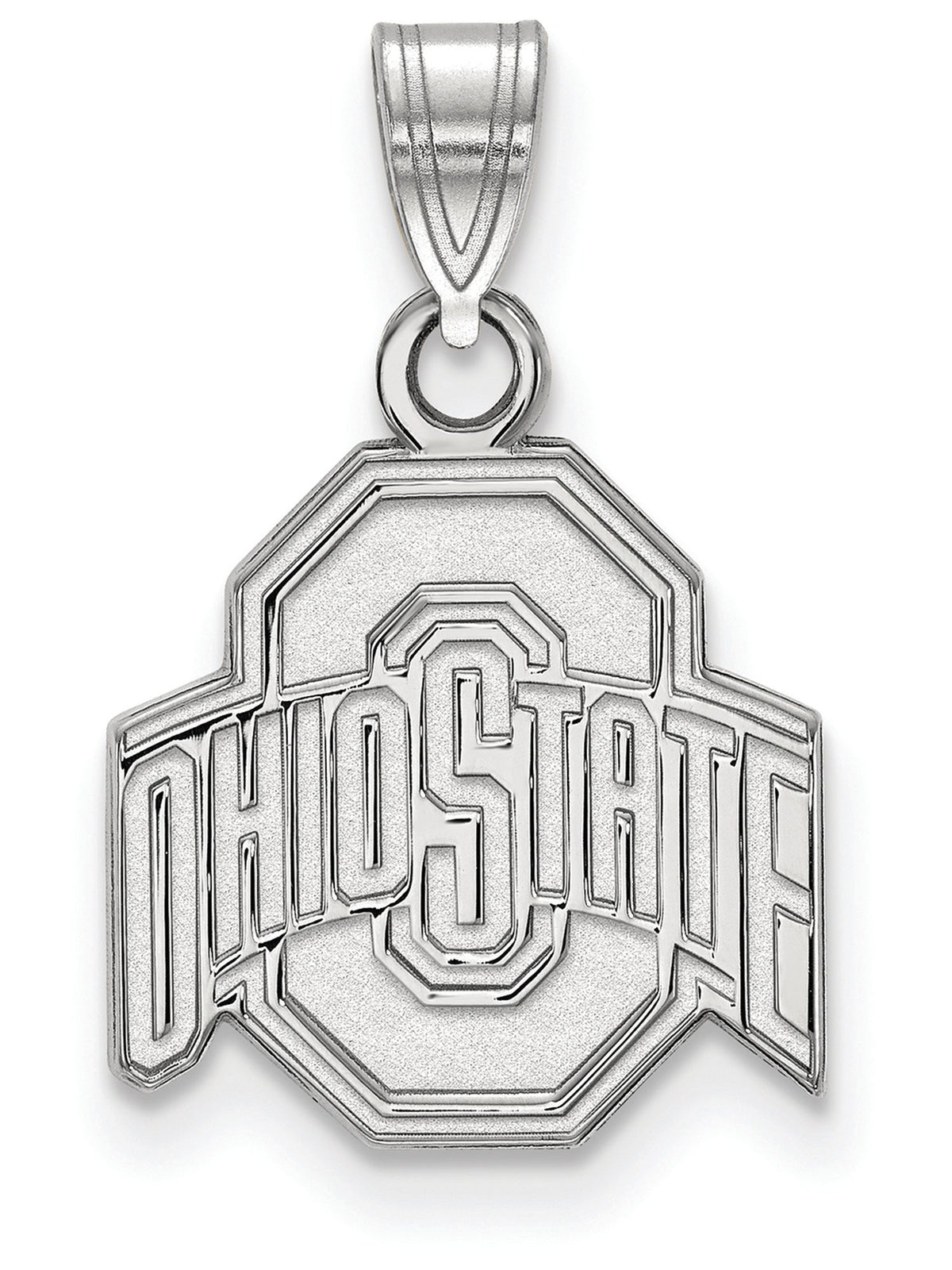 Sterling Silver Rhodium-plated LogoArt The Ohio State University Small Pendant Q-SS002OSU