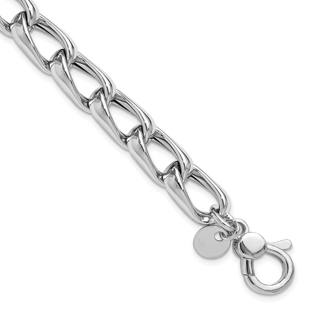 SS RH-plated Polished Fancy Link w/.5in ext. Bracelet 7.5  inches