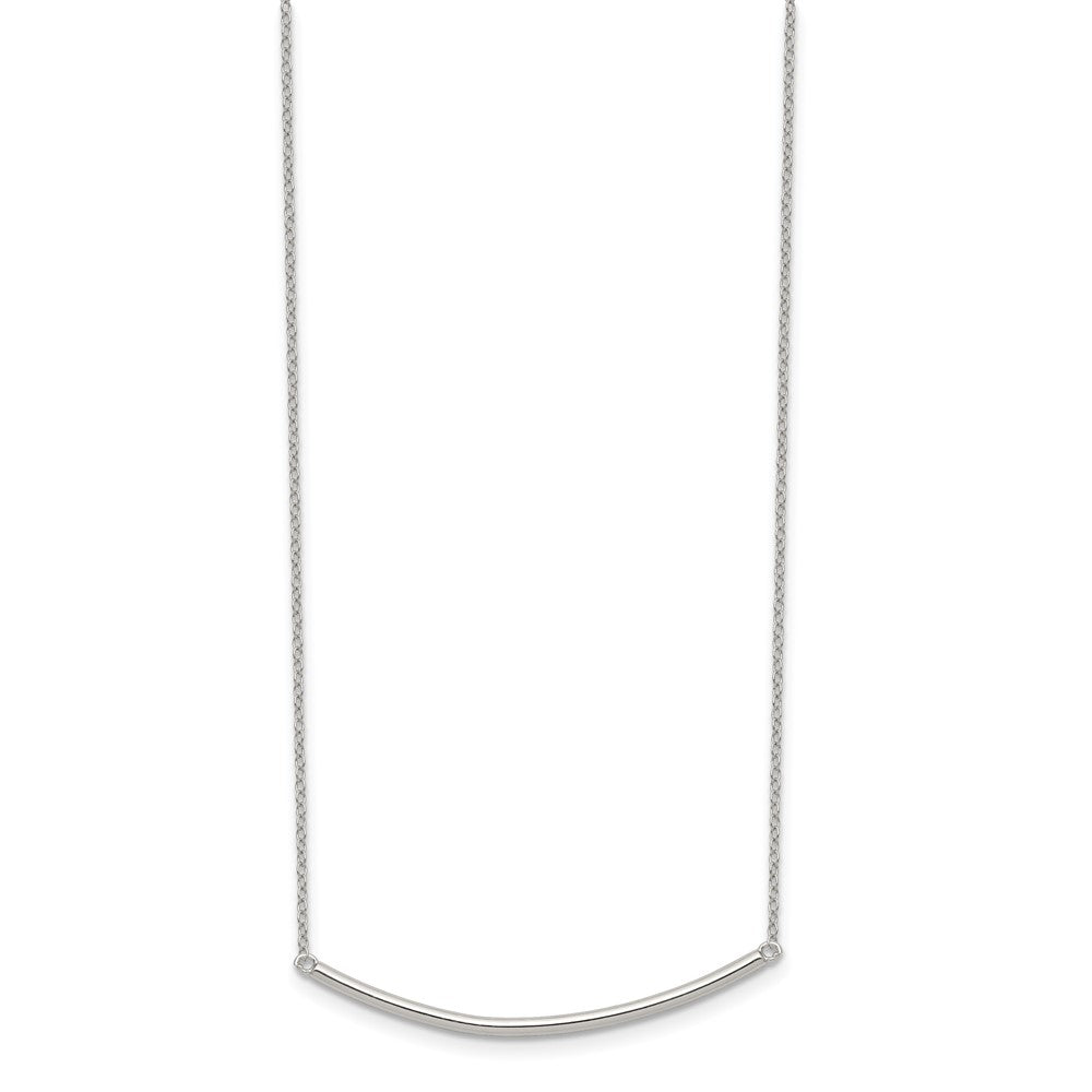Sterling Silver Rhodium-plated Polished w/1 inch ext. Bar Necklace 16 Inches