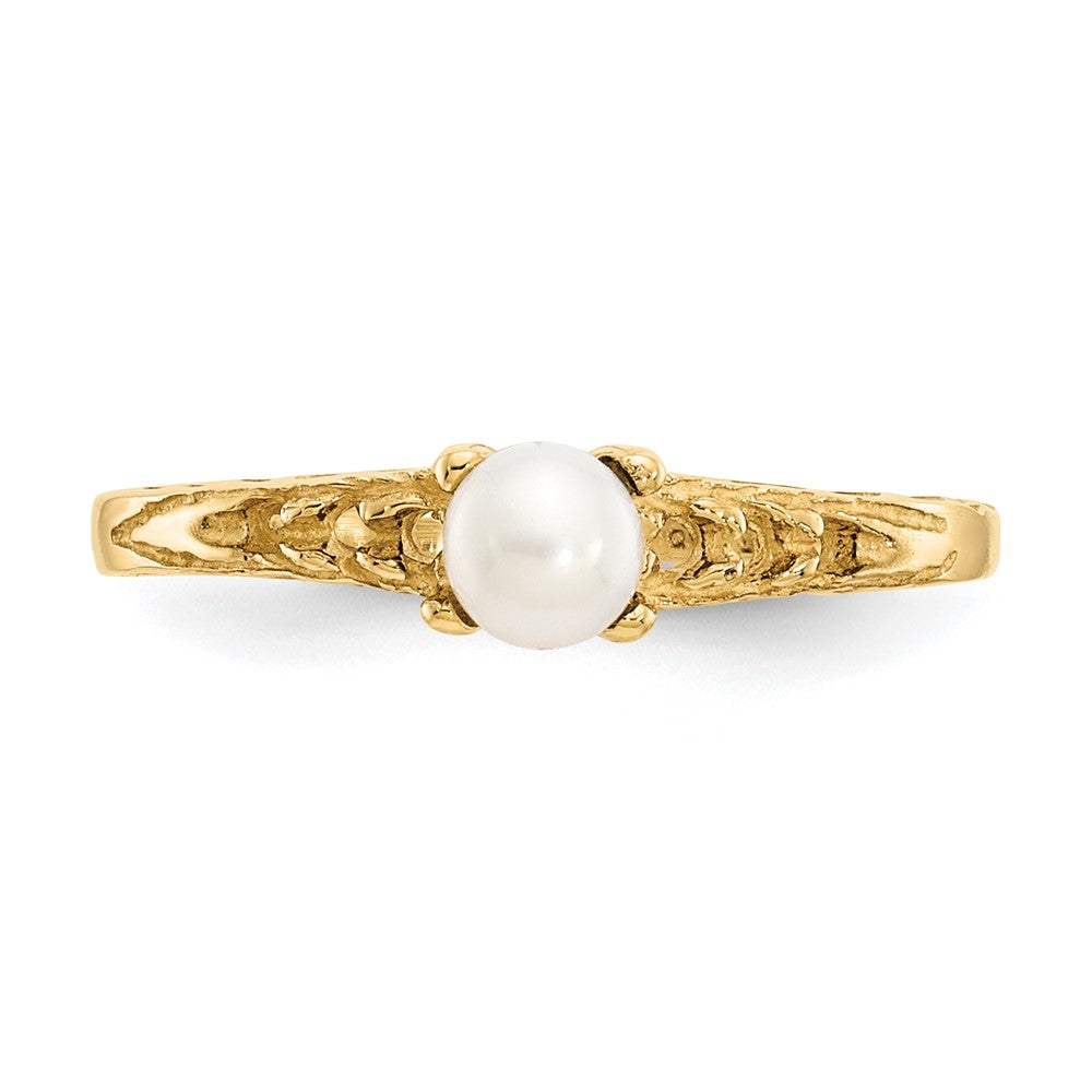 14k Madi K 3mm FW Cultured Pearl Birthstone Baby Ring