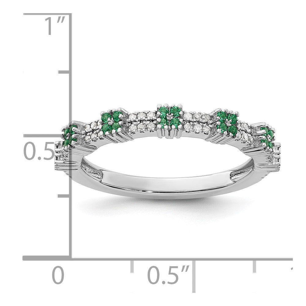 Sterling Silver Stackable Expressions Created Emerald & Diamond Ring