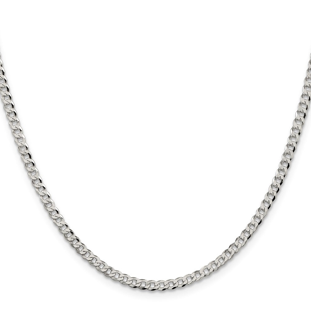 Sterling Silver 3.2mm Beveled Curb Chain 18 Inches