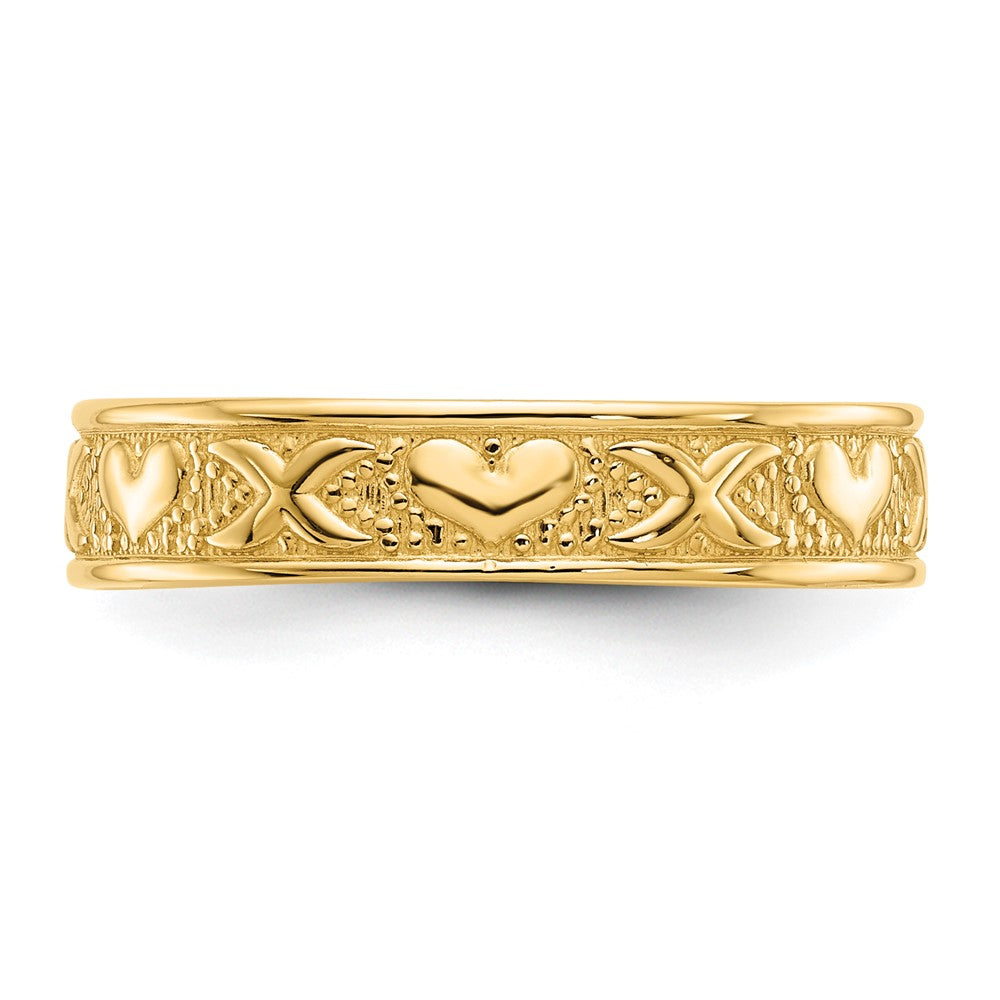 14K Polished X and Hearts Ring Size 8.75