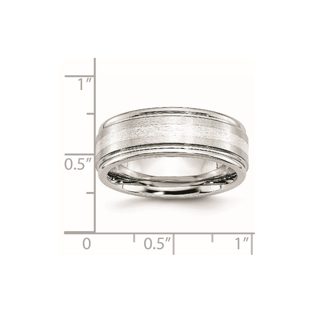 Cobalt Sterling Silver Inlay Satin and Polished 8mm Band Size - 13