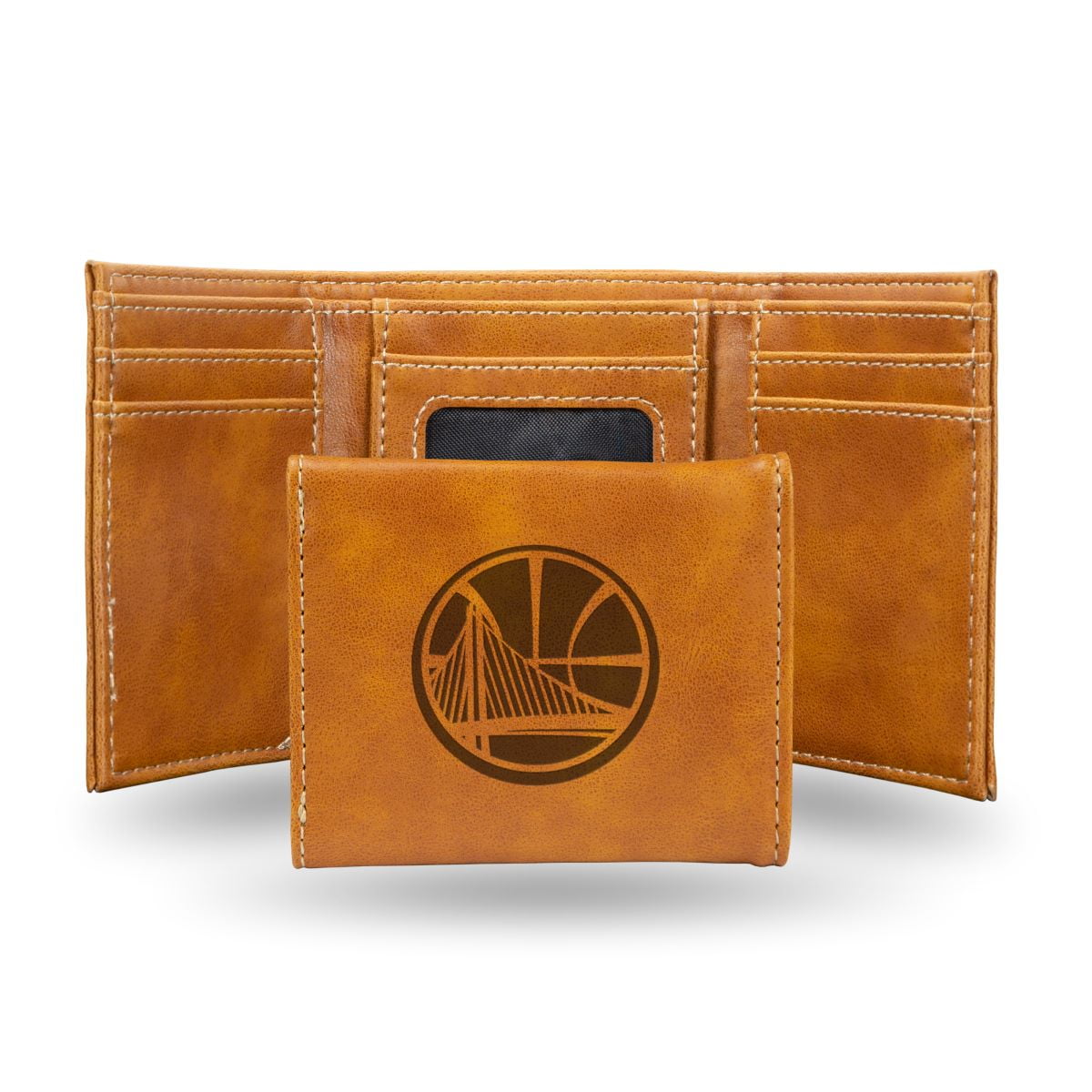 Golden State NBA Warriors Laser Engraved Brown Trifold Wallet