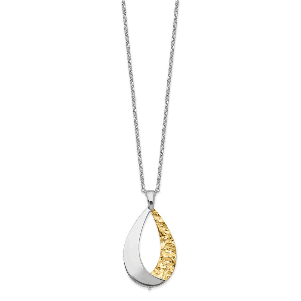 Sterling Silver RH-plate Gold-plate D/C 18in Plus 1in ext Necklace