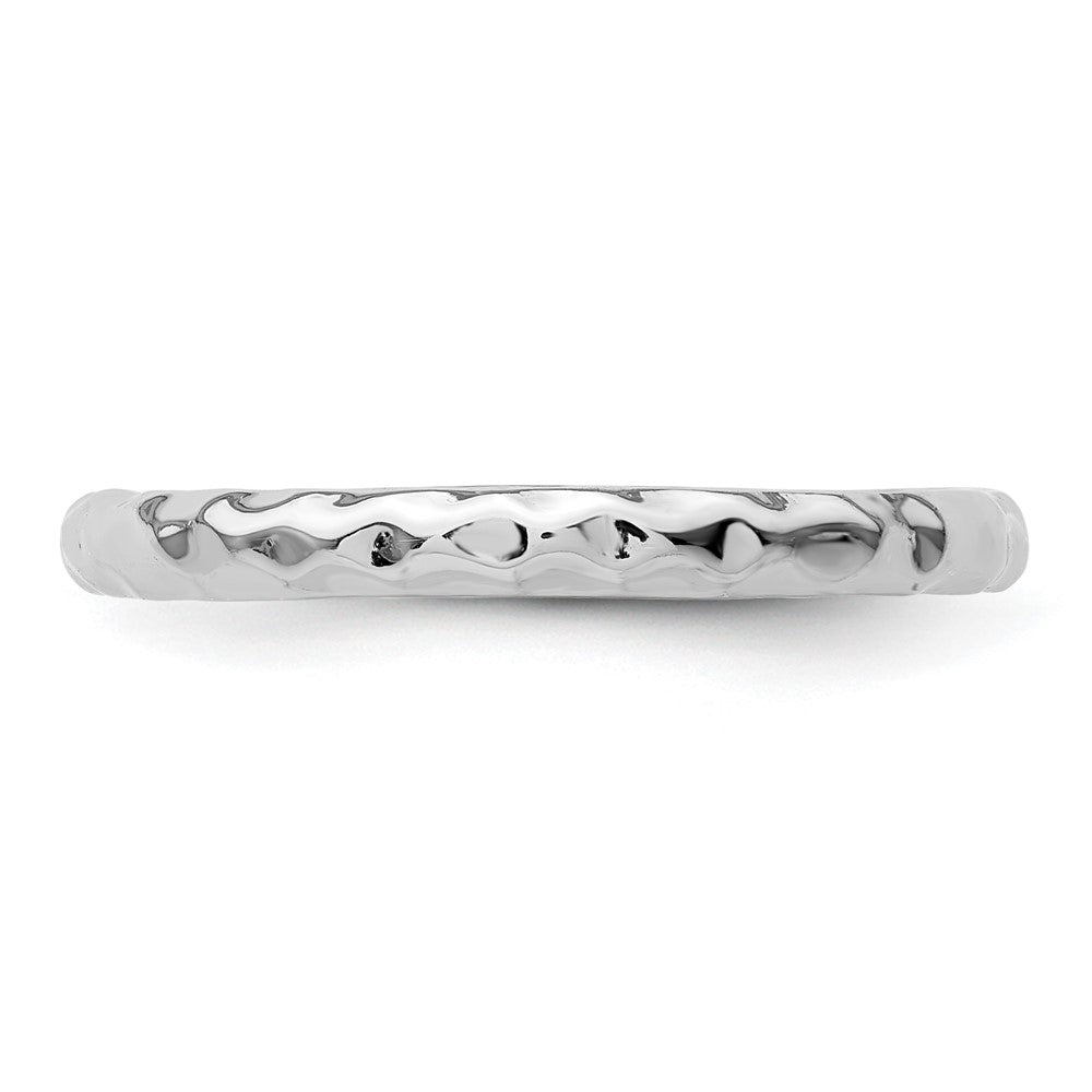 Sterling Silver Stackable Expressions Rhodium Hammered Ring Size -8