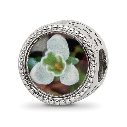 Sterling Silver Reflections Rhodium-plated January Flower Bead