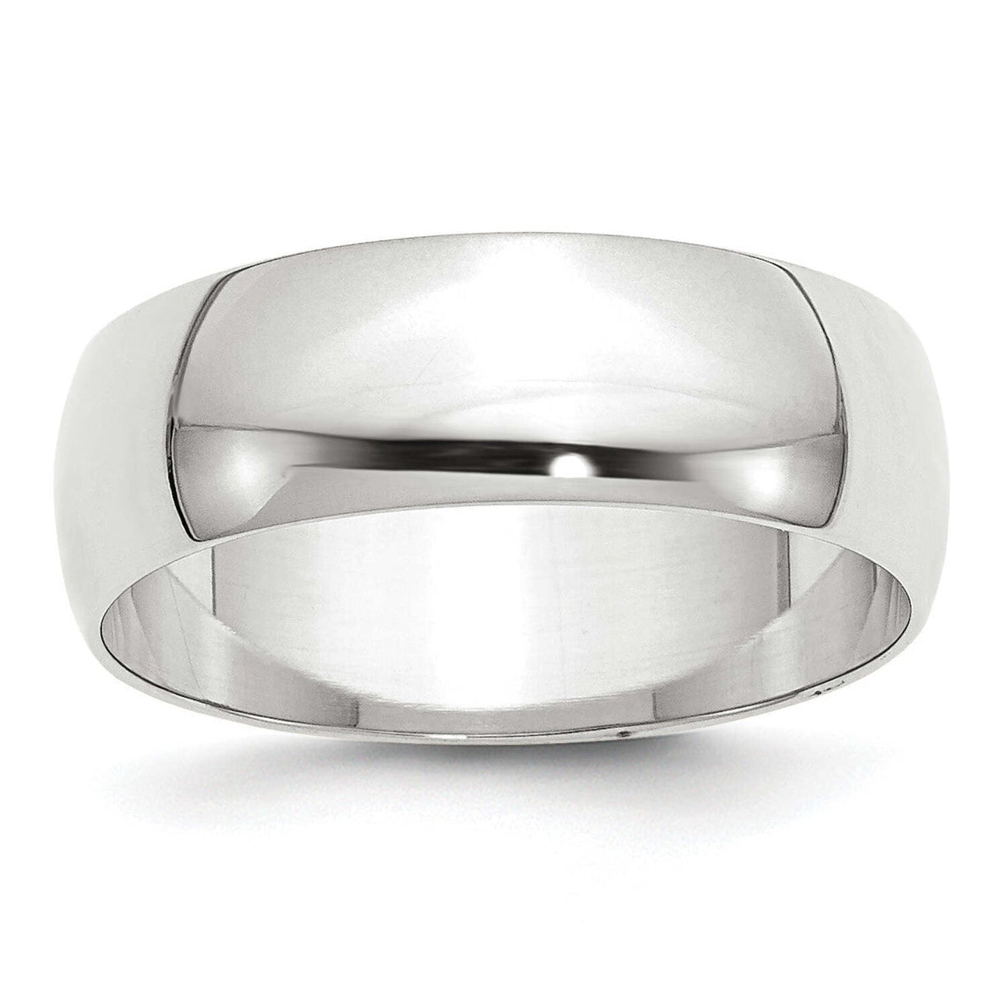 Primal Gold 10 Karat White Gold 7mm Half Round Band Size 8