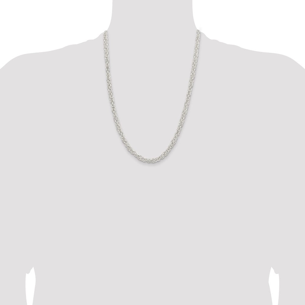 Sterling Silver 5.5mm Rounded Byzantine Chain 24 Inches