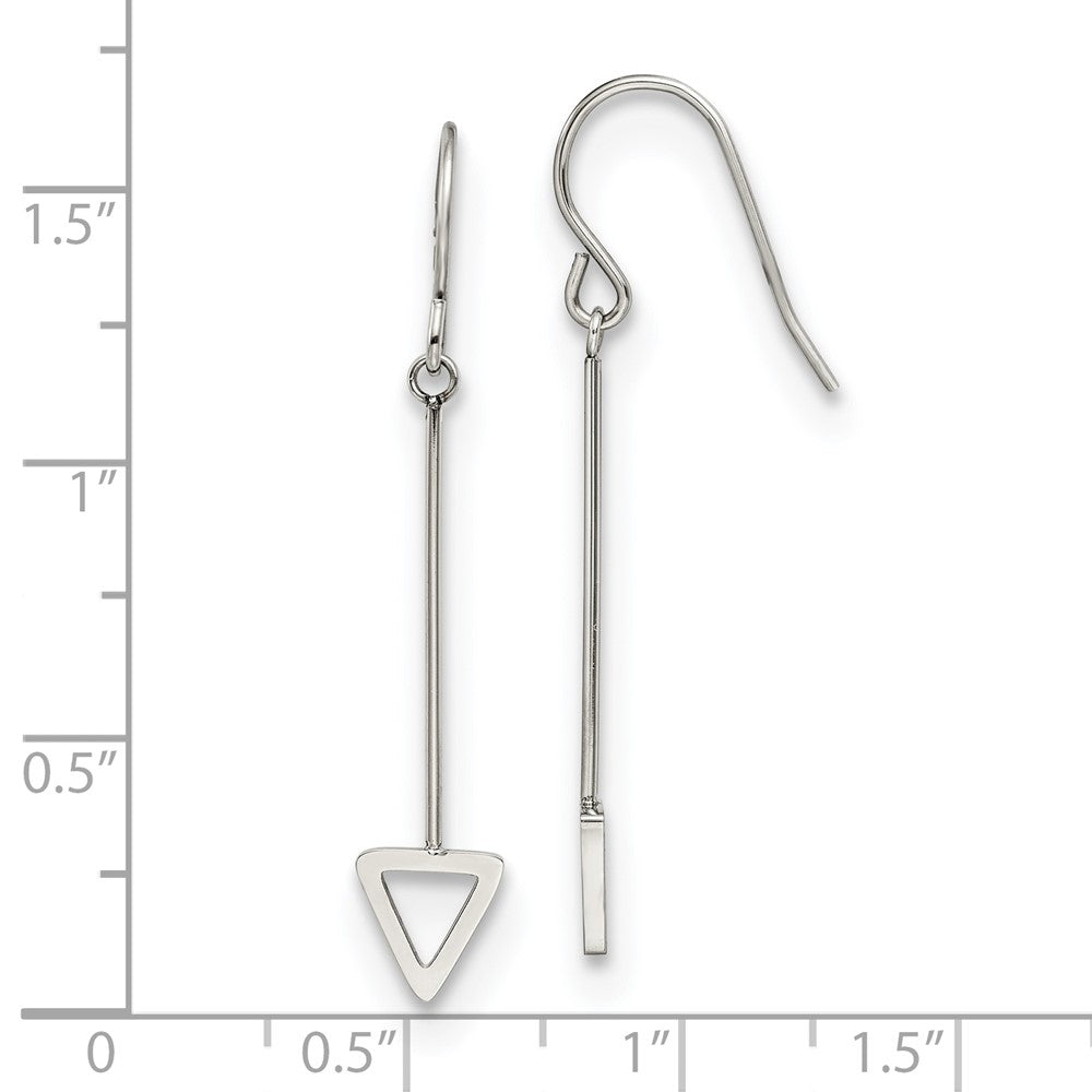 Stainless Steel Polished Triangle Dangle Shepherd Hook Earrings
