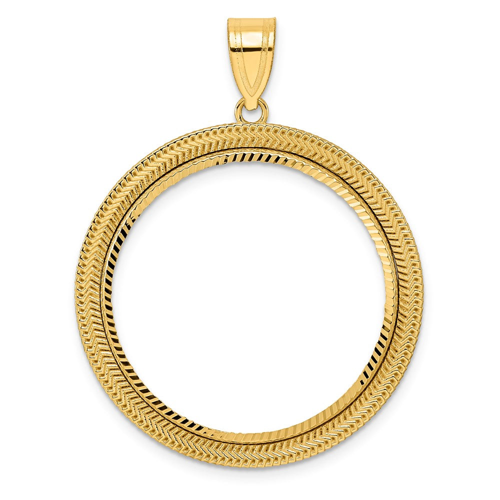 14k Diamond Cut Layered with 27.0mm Prong Coin Bezel Pendant