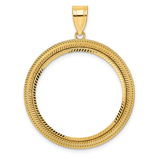 14k Diamond Cut Layered with 27.0mm Prong Coin Bezel Pendant