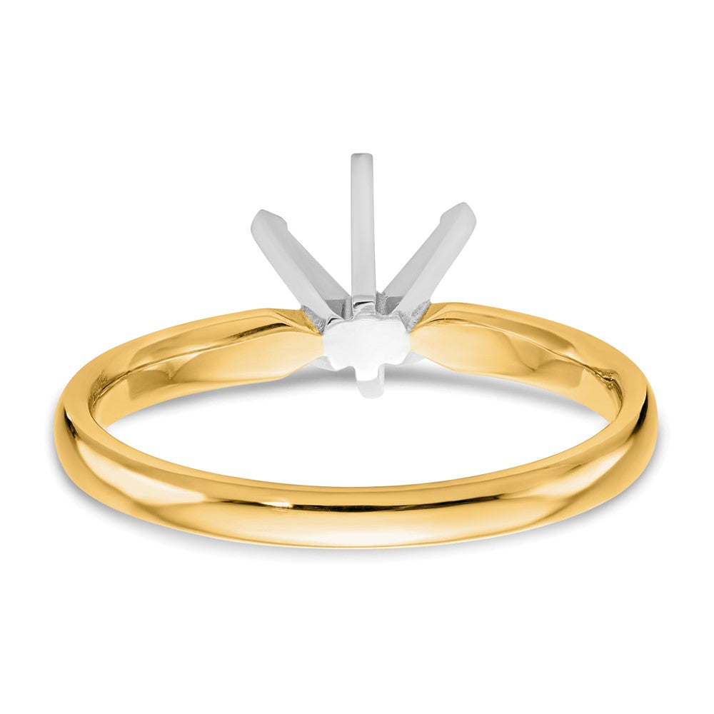 14k Two-Tone 1 carat Lightweight Comfort-Fit 6-Prong Round Solitaire Ring Mounting