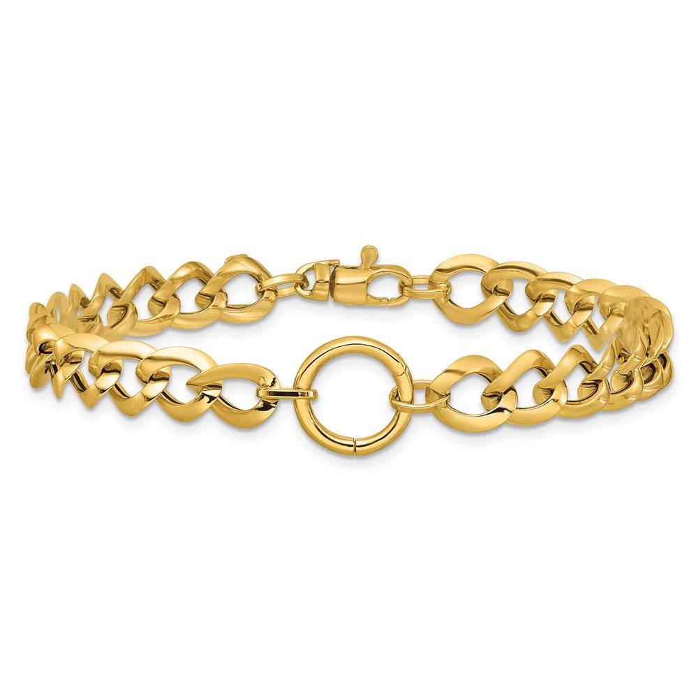 14K Polished Circle Accent Fancy Link Bracelet 7.75  inches
